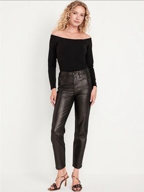 Old Navy Metallic Dark Shine Ankle/crop Jeans NWOT size 12 High Rise OG Straight